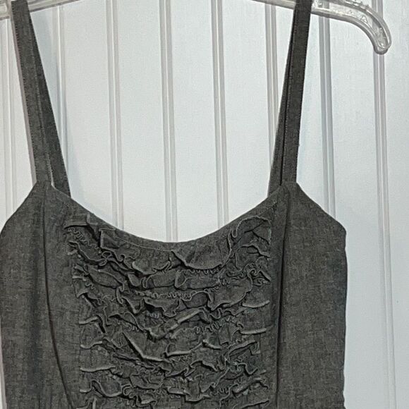 BeBop Women Elastic Waist Chambray Ruffle Sleeveless Dress Size Medium - Black - Picture 5 of 11
